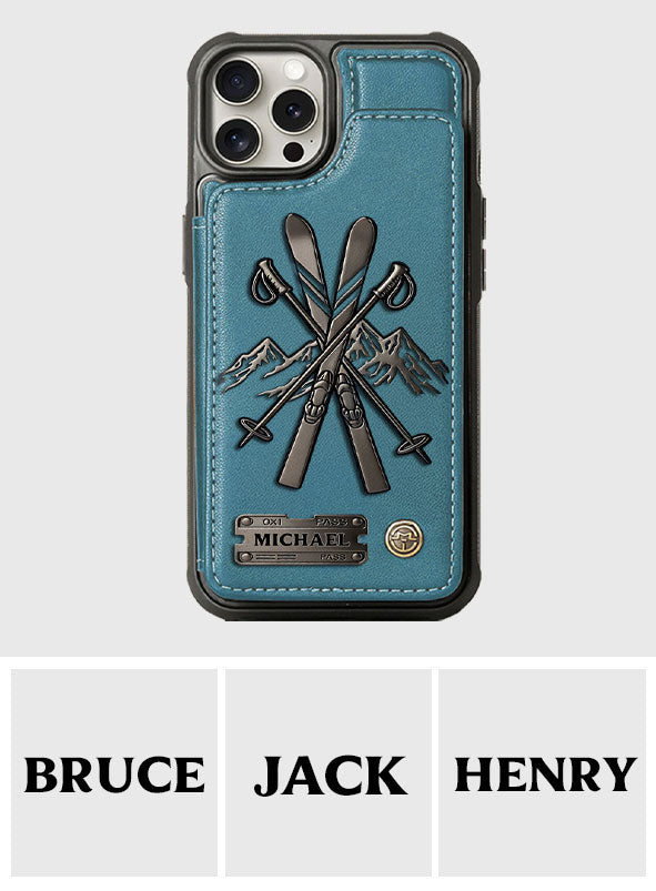 Passionné de ski ? Étui portefeuille personnalisé pour téléphone - Étui portefeuille de ski