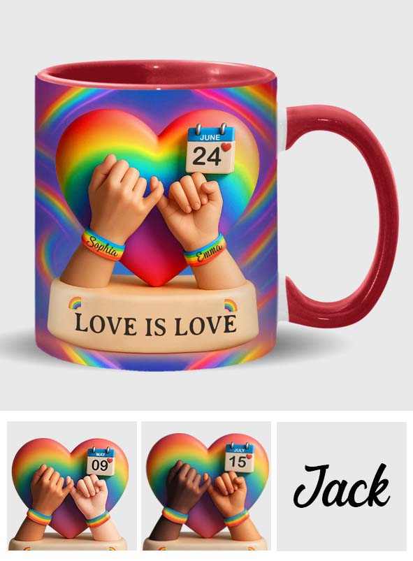 Love Is Love - Personalized LGBT Support Accent Mug