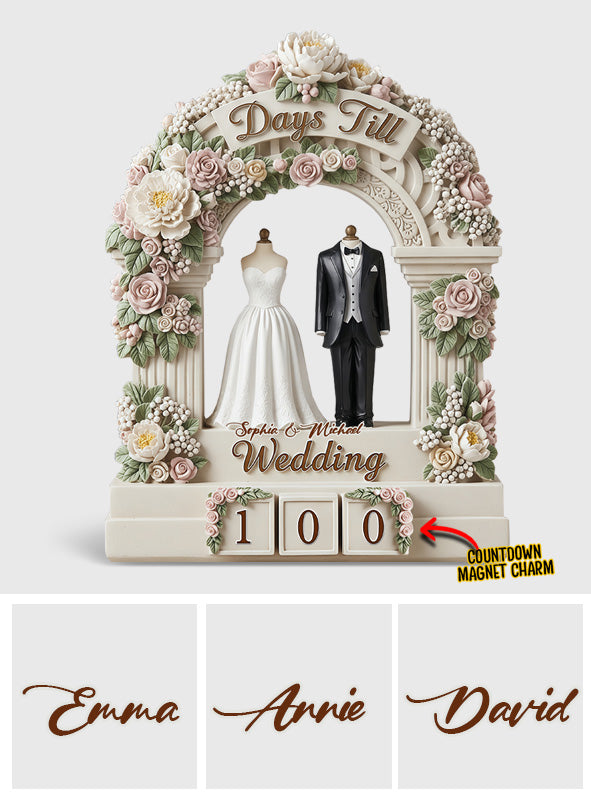 Compte à rebours de mariage - Plaque interchangeable personnalisée pour le couple