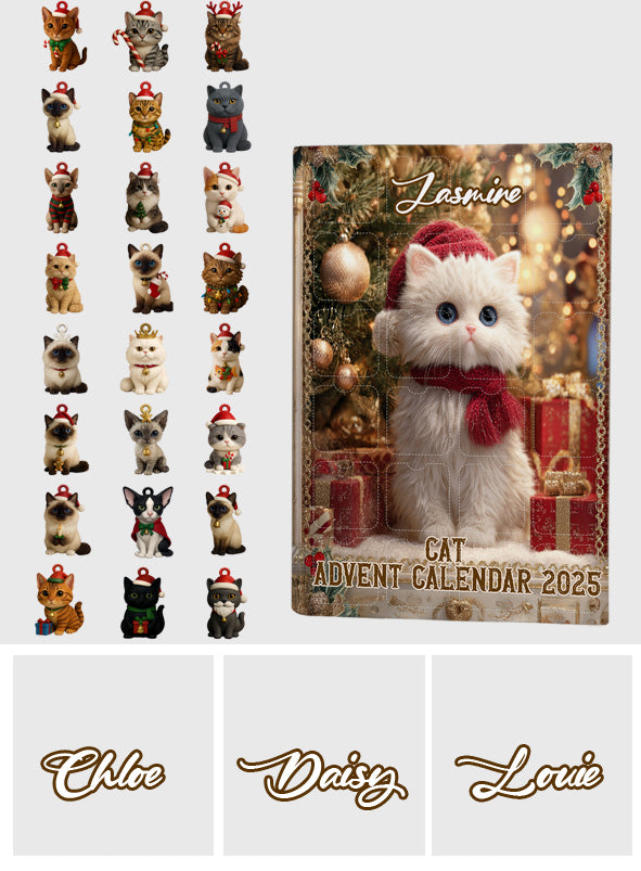 Calendrier de l'Avent personnalisé Love Cat avec décorations