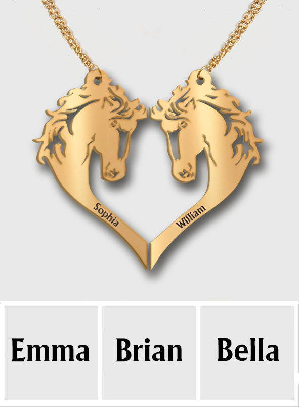 Toi et moi, on gère ! - Collier pendentif cheval personnalisé assorti