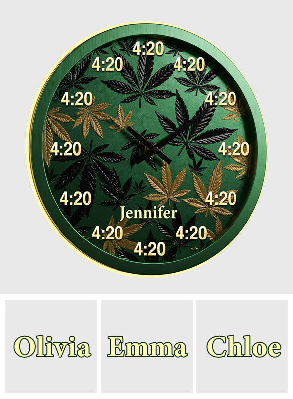 C'est toujours 420 ! - Horloge murale lumineuse LED personnalisée sur le thème du cannabis