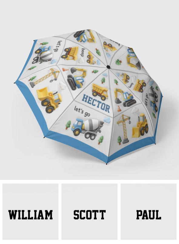 Machines de construction - Parapluie enfant personnalisé