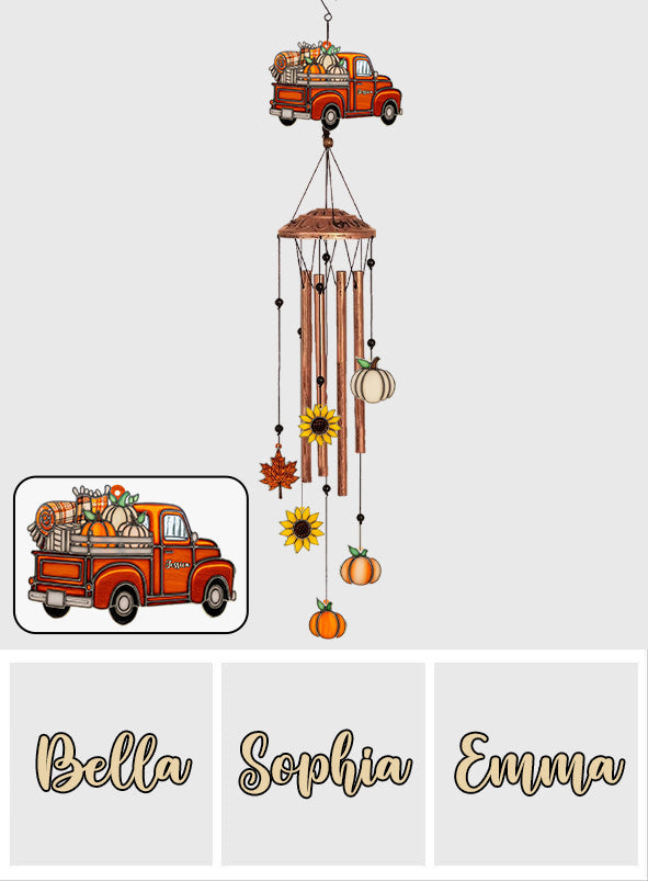 Carillon éolien d'automne personnalisé avec breloques - Camion d'automne