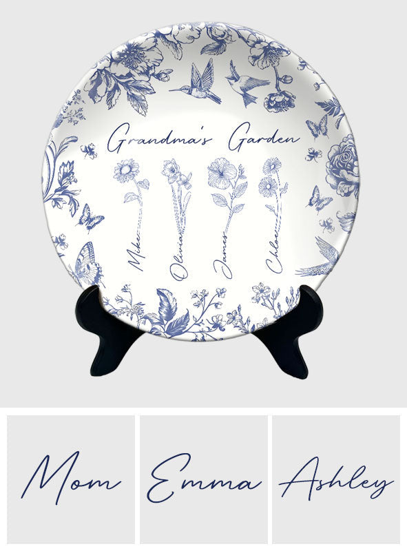 Grandma's Garden Gift For Grandma, Mom,... - Personalized Grandma Ceramic Round Plate