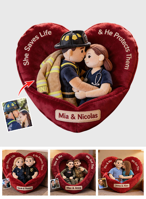 You & Me We Got This - Personalized Nurse Faux Fur Shaped Pillow