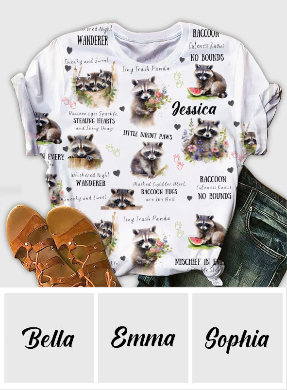 T-shirt personnalisé Little Pandit Paws avec motif raton laveur.