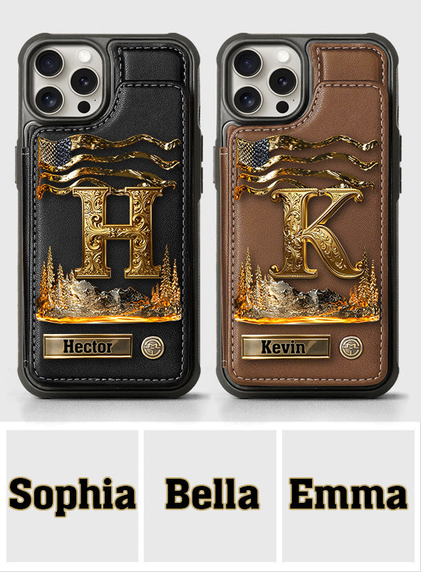 Name Initial Alphabet - Personalized Luxury Wallet Phone Case