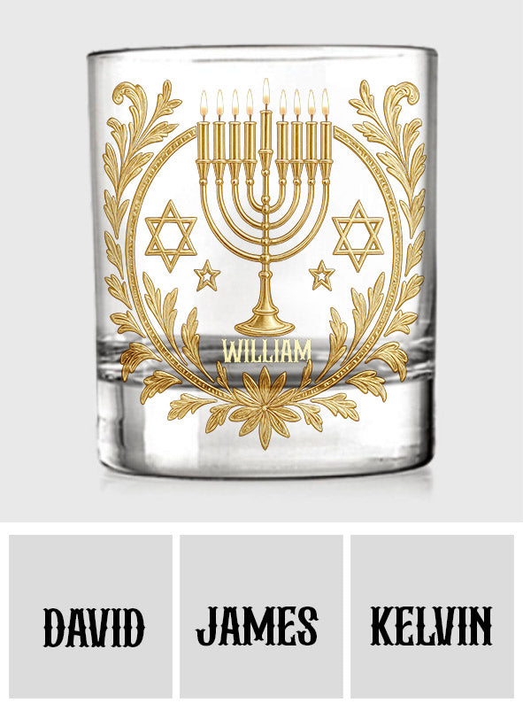Happy Hanukkah, Gift For Jewish - Personalized Whisky Whiskey Glass