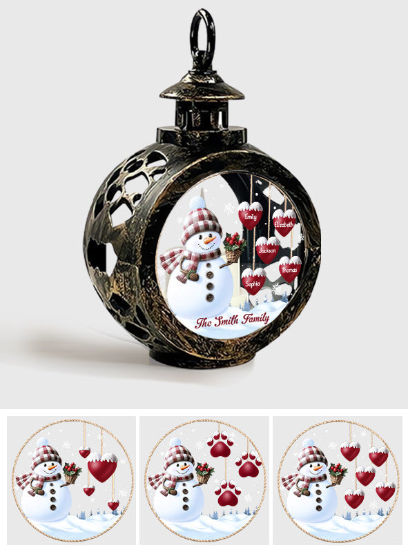 Joyeux Noël - Lanterne ronde familiale personnalisée avec lumière