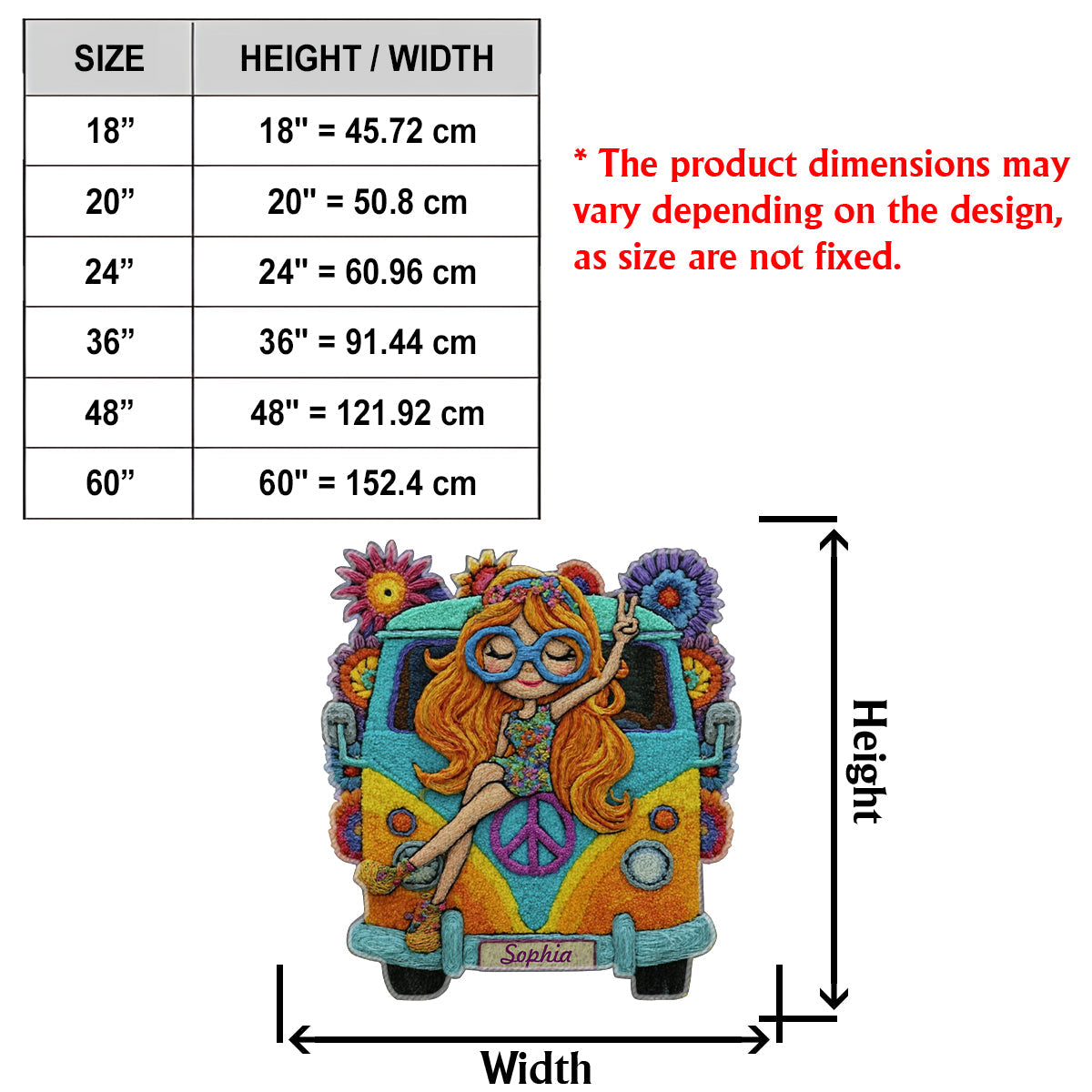 Tapis Hippie Girl - Tapis touffeté antidérapant personnalisé