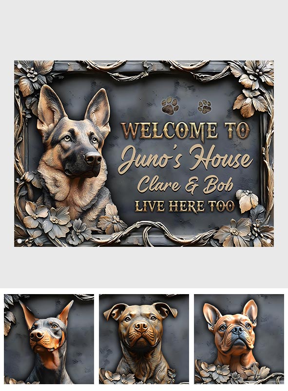 Welcome To Dog's House - Personalized Dog Rectangle Metal Sign