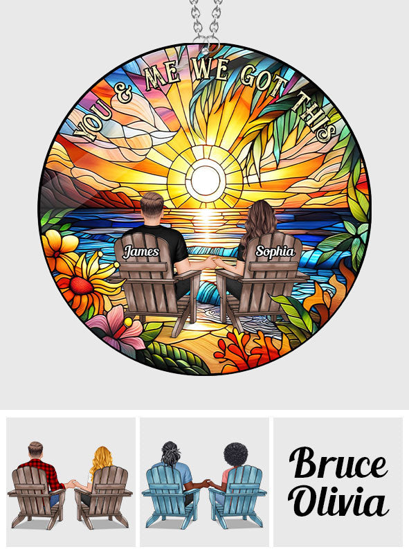 Toi et moi, on y arrive - Attrape-soleil personnalisé pour couple, à suspendre à la fenêtre