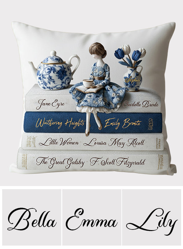 Coussin décoratif personnalisé « J’aime les livres »