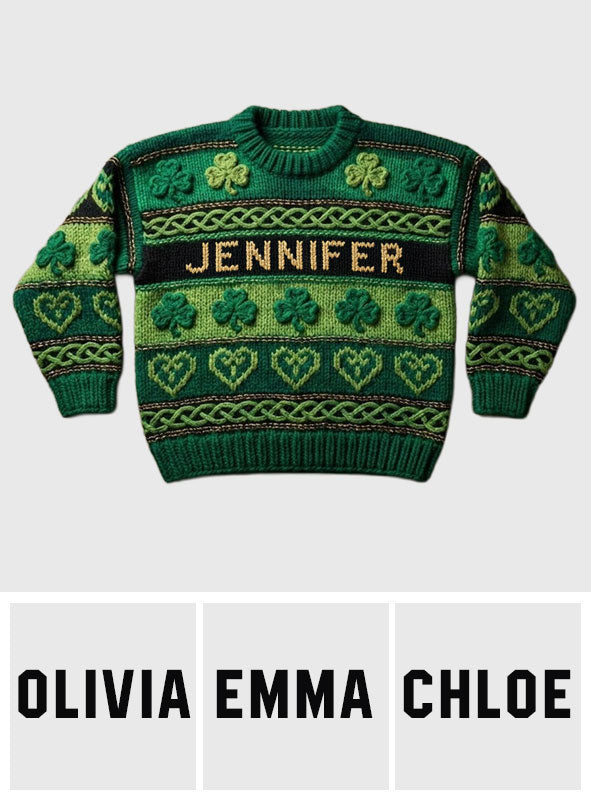 Trèfle porte-bonheur - Pull irlandais moche personnalisé