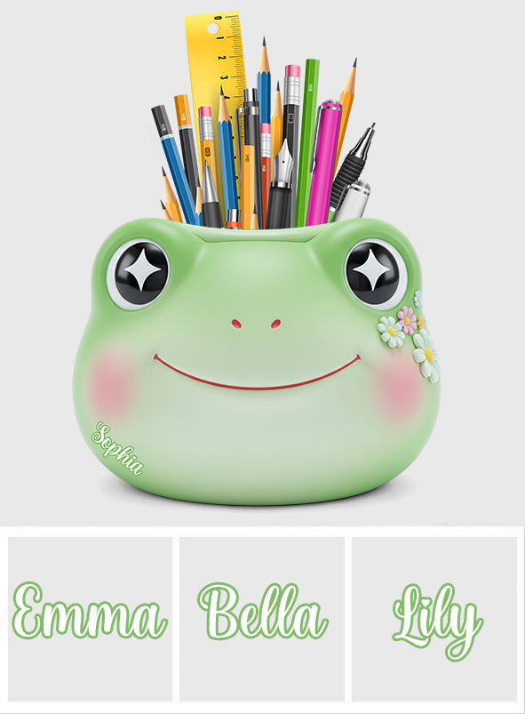 Porte-stylo en bois personnalisé en forme de grenouille mignonne