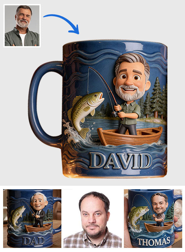 Mug personnalisé avec caricature humoristique à partir de n'importe quelle photo - Mug sur le thème de la pêche