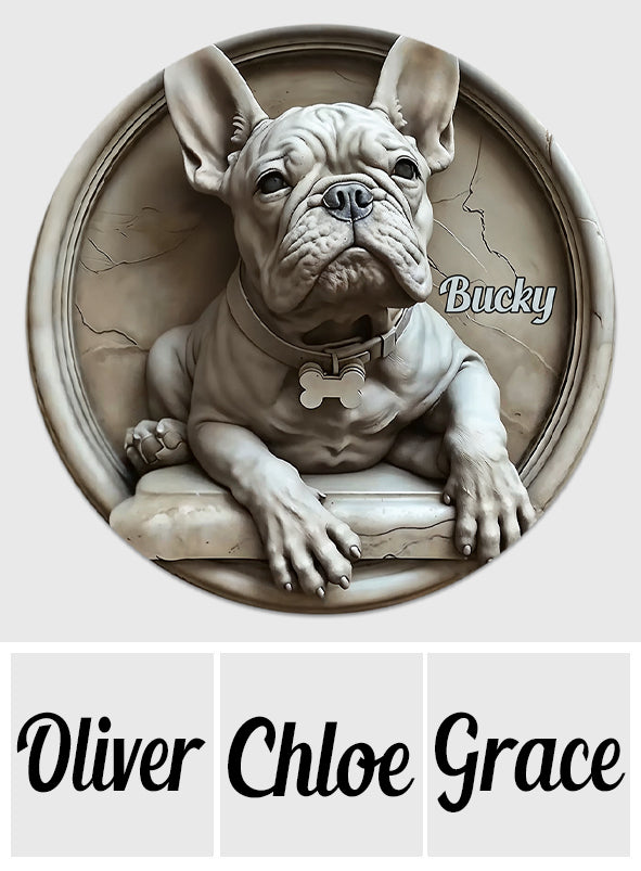 French Bulldog - Personalized French Bulldog Round Wood Sign
