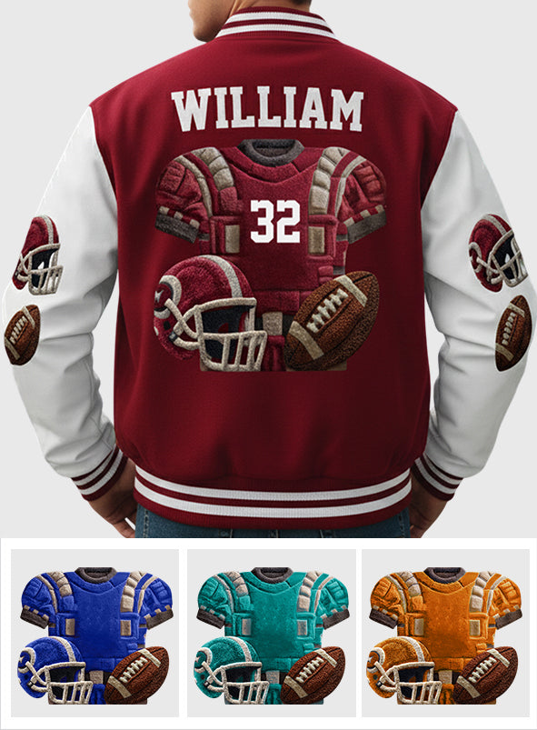 J'adore le football - Veste universitaire de football personnalisée