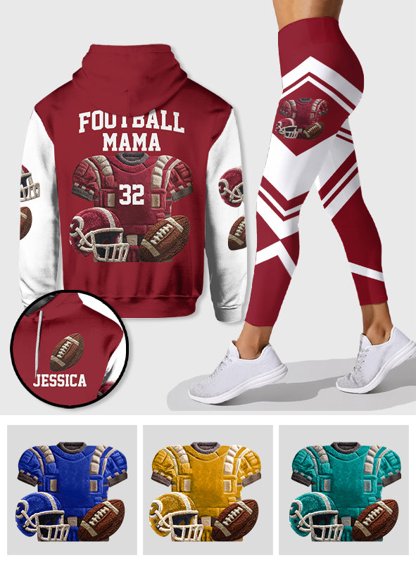 Proud Football Mama, Grandma,... - Personalized Football Hoodie and Leggings