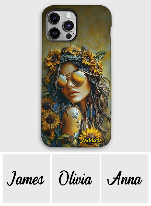 Coque de téléphone personnalisée Hippie Soul Sunflower Girl - Motif hippie intégral