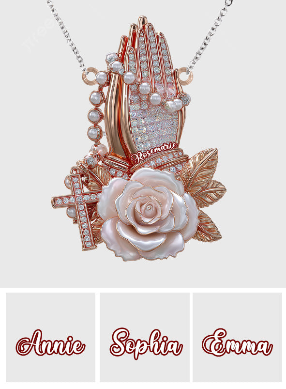 Je prie Dieu - Collier pendentif chrétien personnalisé de forme unique