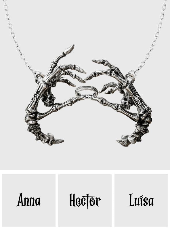 Jusqu'à ce que la mort nous sépare - Collier pendentif personnalisé en forme de crâne