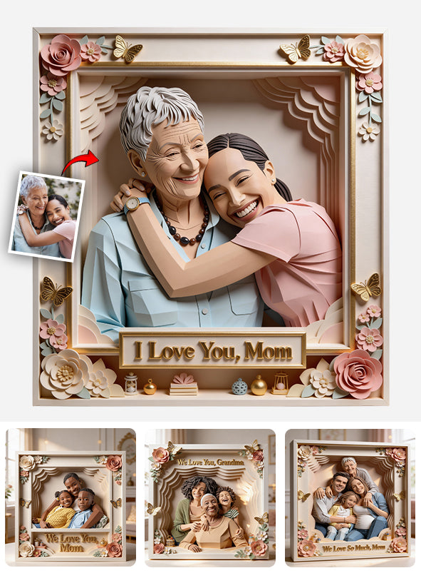 J'aime maman, j'aime grand-mère - Plaque acrylique personnalisée « Maman » en forme de carte de naissance