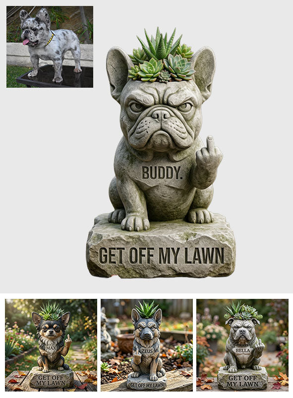 Get Off My Lawn, Custom From Any Photo - Personalized Dog Acrylic Pot
