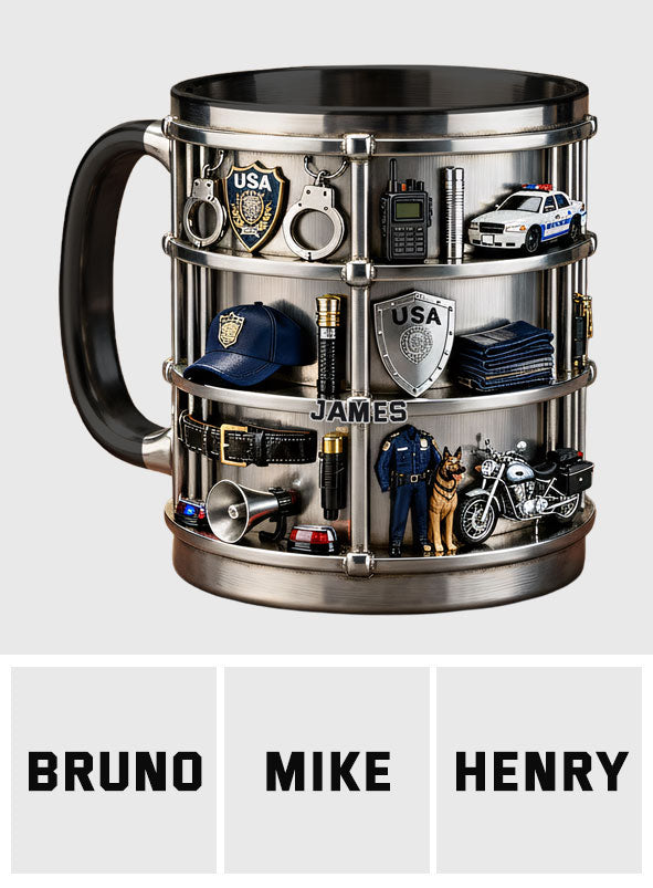Servir et protéger - Mug et sous-verre personnalisés « Officier de police »