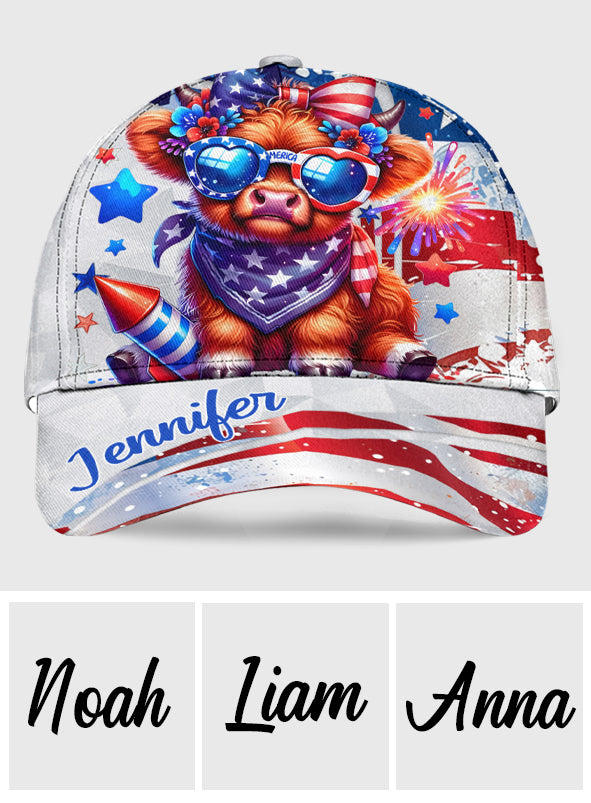 Casquette Highland Cow personnalisée du 4 juillet