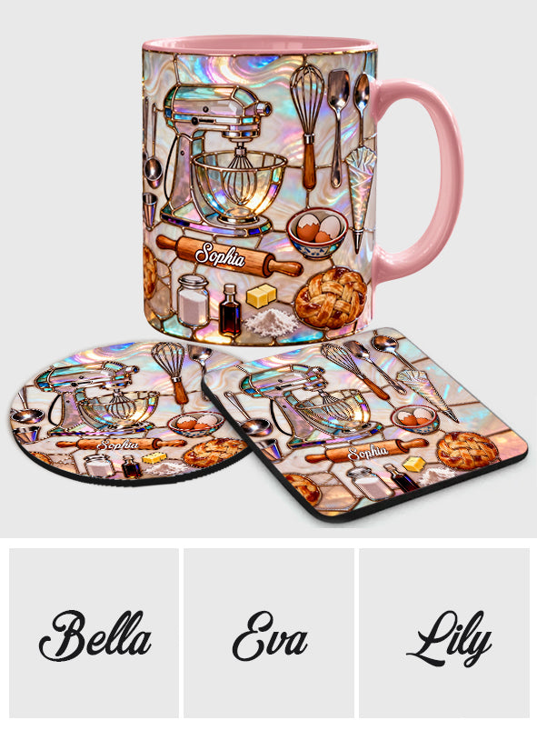 J'adore pâtisser - Mug et sous-verre personnalisés sur le thème de la pâtisserie