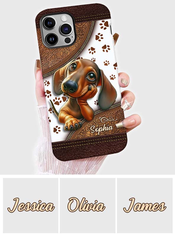 Coque de téléphone personnalisée avec un adorable teckel et un motif intégral de chien