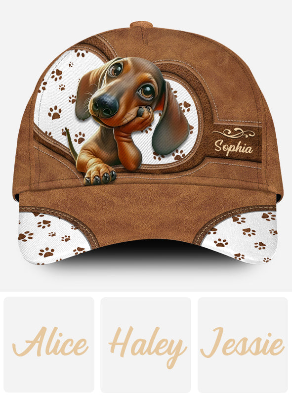 Casquette classique personnalisée pour chien avec un adorable teckel