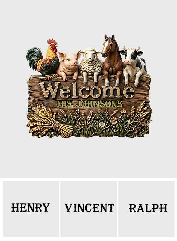 Welcome To Our Farm - Personalized Farmer Custom Shaped Wood Sign