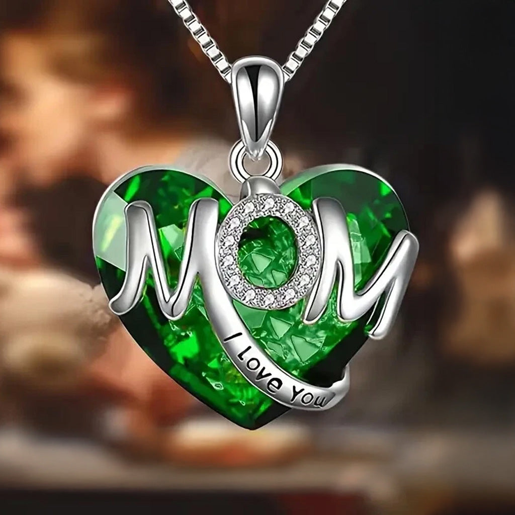 Collier pendentif en forme de cœur « Je t'aime » pour maman