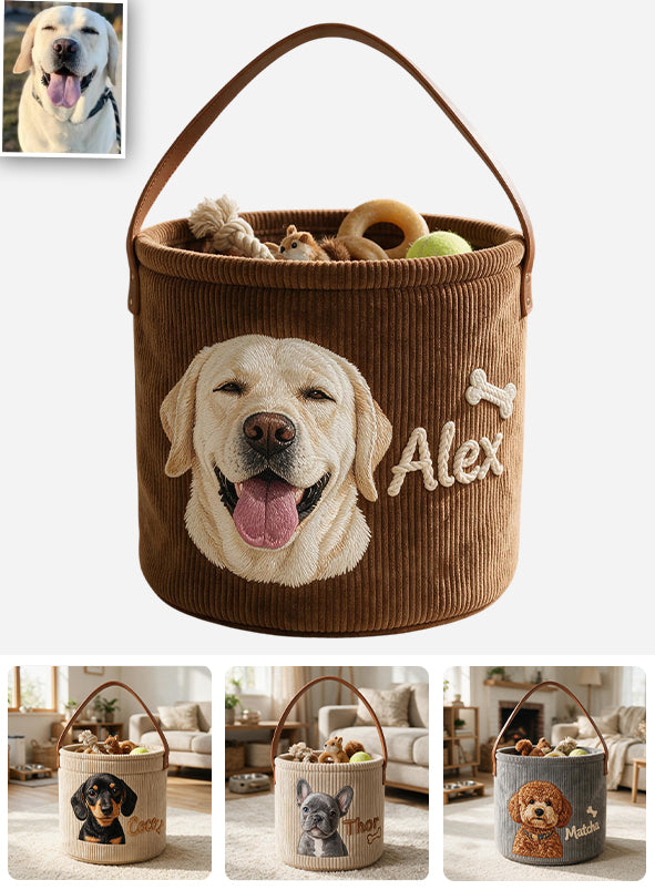 Buddy Toy Basket - Personalized Dog Canvas Bucket Bag