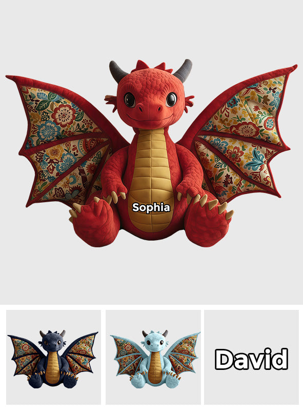 Dragon Quilt - Personalized Dragon Faux Fur Shaped Pillow