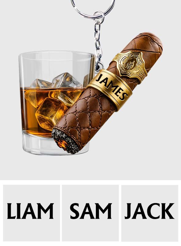 Porte-clés whisky personnalisé Whiskey & Cigar -
