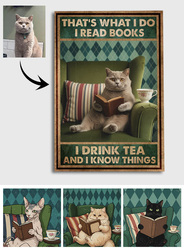 C'est ce que je fais : Personnalisation avec votre photo, style rétro vintage - Toile et affiche personnalisées avec un chat