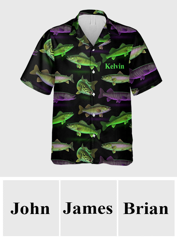 Neon Fishing Pattern - Personalized Fishing Hawaiian Shirt
