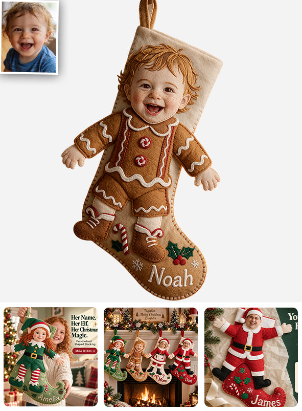Holiday Costume Moment - Personalized Family Shaped Christmas Stocking