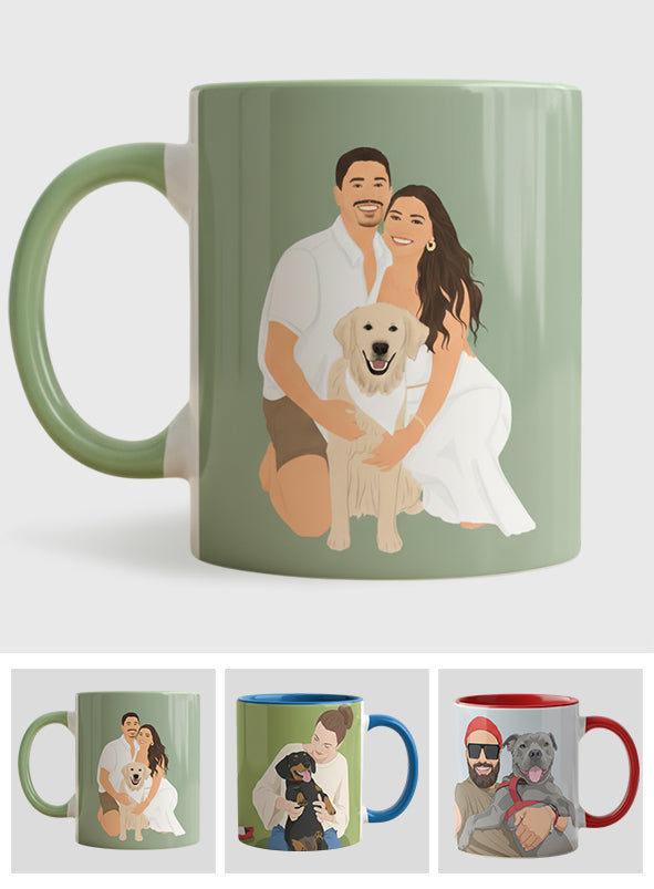 Mug personnalisé avec motif chien, dessin original à partir d'une photo - Style minimaliste