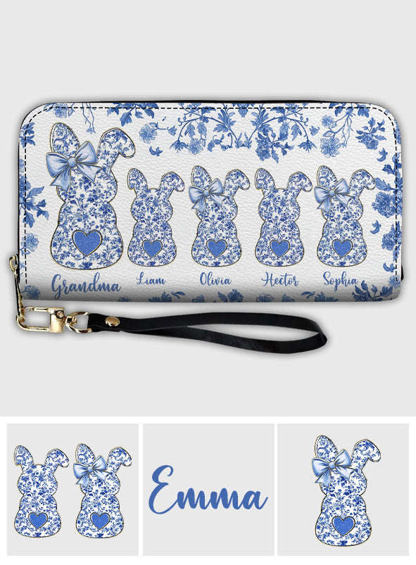 Portefeuille long en cuir personnalisé « Grandma's Peeps »