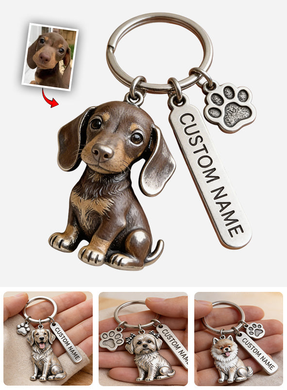 Custom Pet Keychain From Any Photo - Personalized Dog Keychain With Charms