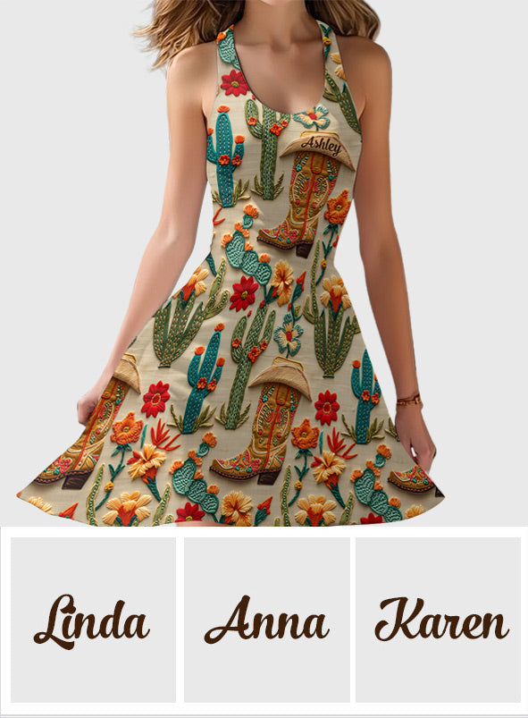 Cactus Cowgirl - Personalized Cowgirl Sleeveless Dress