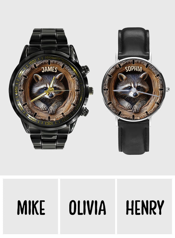 Adorable raton laveur - Montre-bracelet personnalisée raton laveur