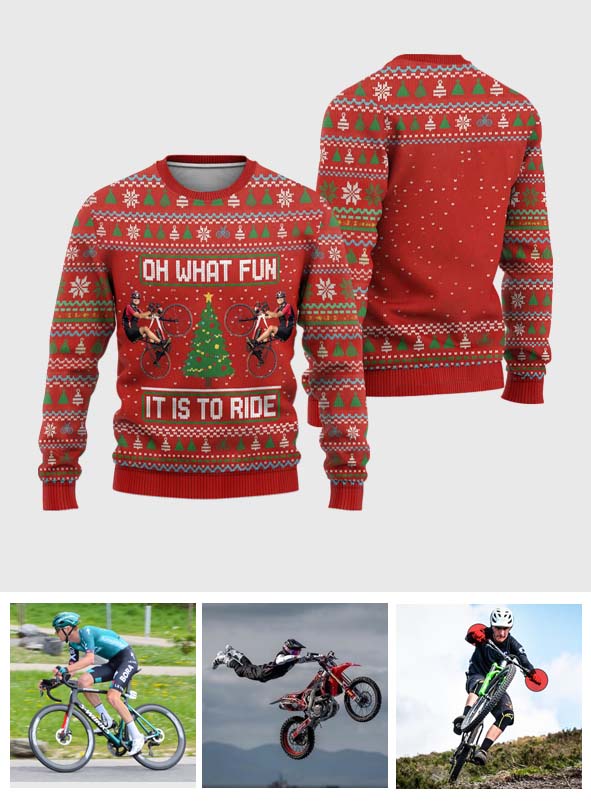 Oh What Fun It Is To Ride Jumpe - Personalized Cycling Ugly Sweater