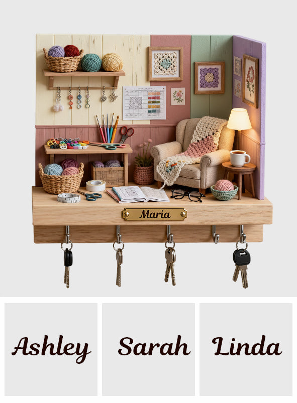 Passionnée de crochet - Présentoir suspendu personnalisé pour crochet sur mesure