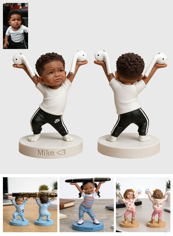 Porte-stylo mignon/ Support d'écouteurs Bluetooth Accessoires de bureau pour parents - Figurine 3D personnalisée pour enfants